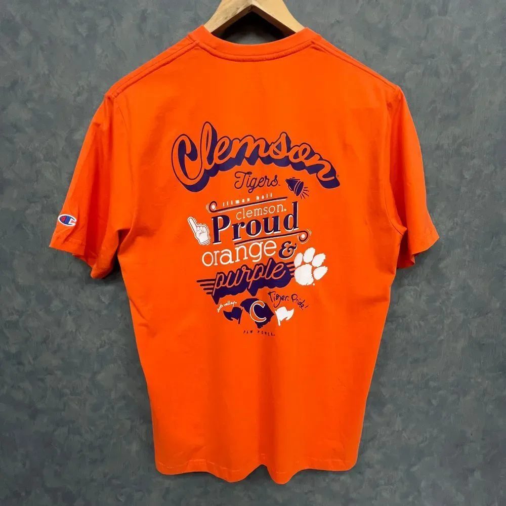 Champion Clemson Tigers University T-Shirt Orange Purple Pride Athletic College - Picture 3 of 7